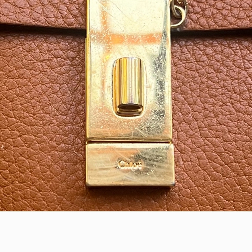 Authentic Drew Chloe Tan Leather Shoulder Bag - Picture 7 of 8